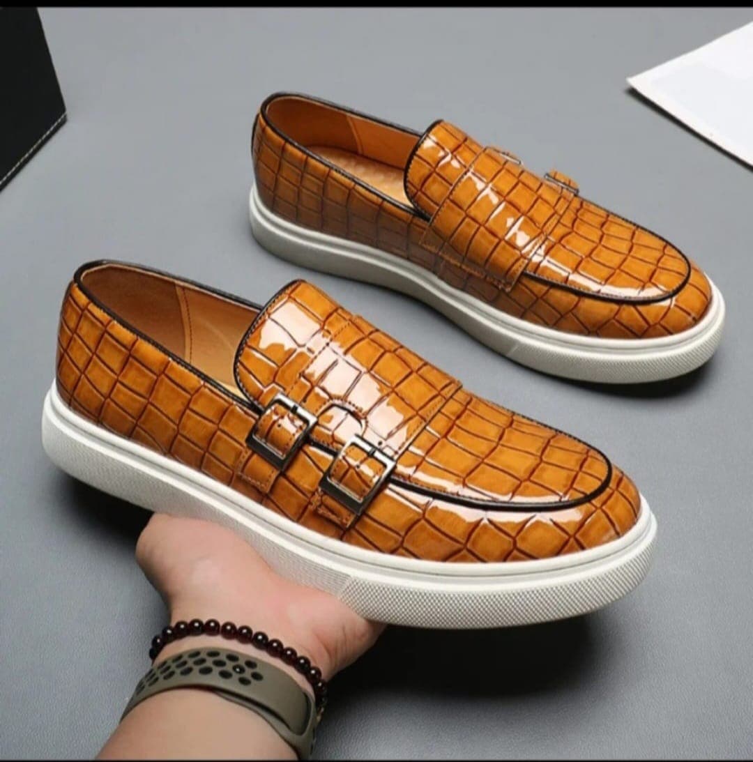 Amber Tan loafer shoe for men — Amber Croc Loafer