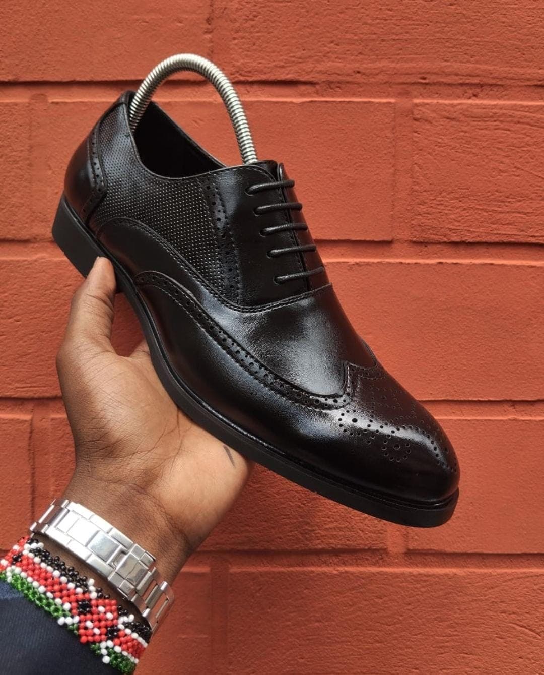 Polished Black oxford shoe for men — Black Wingtip Oxford