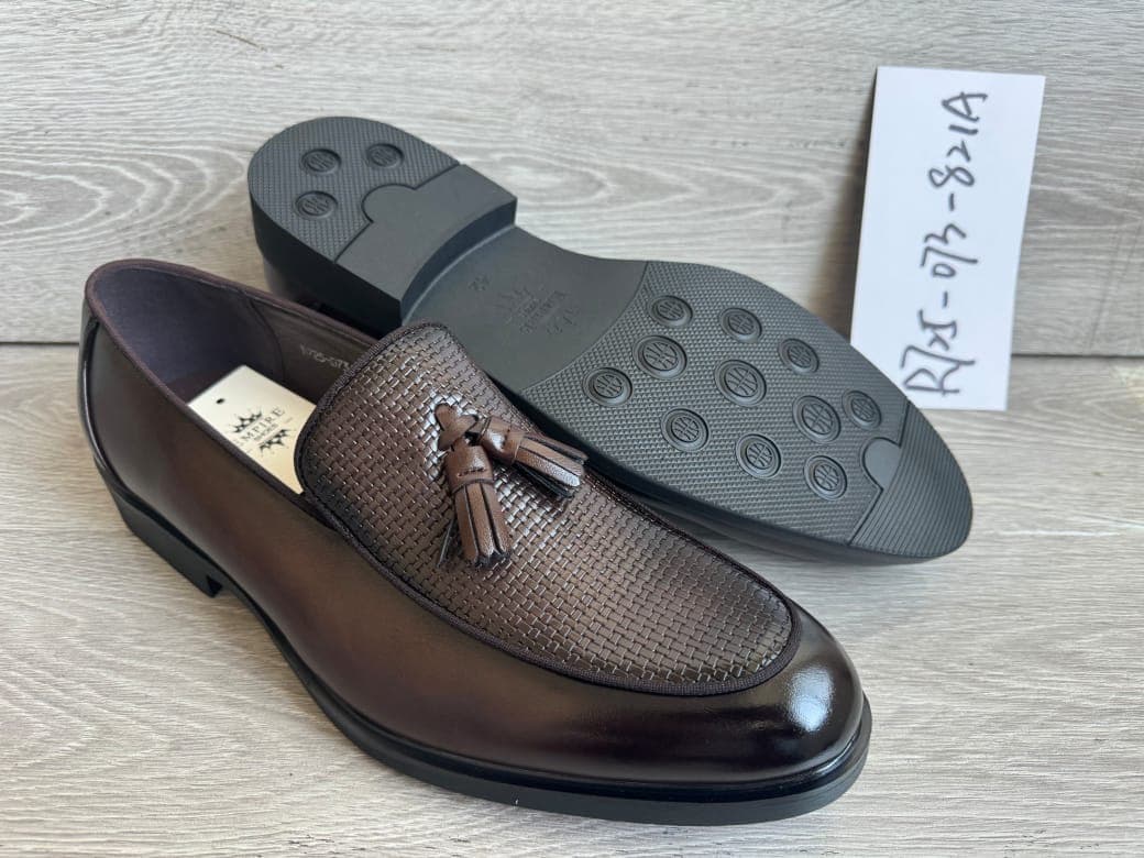 Coffee Brown loafer shoe for men — Coffee Woven Tassel Loafer