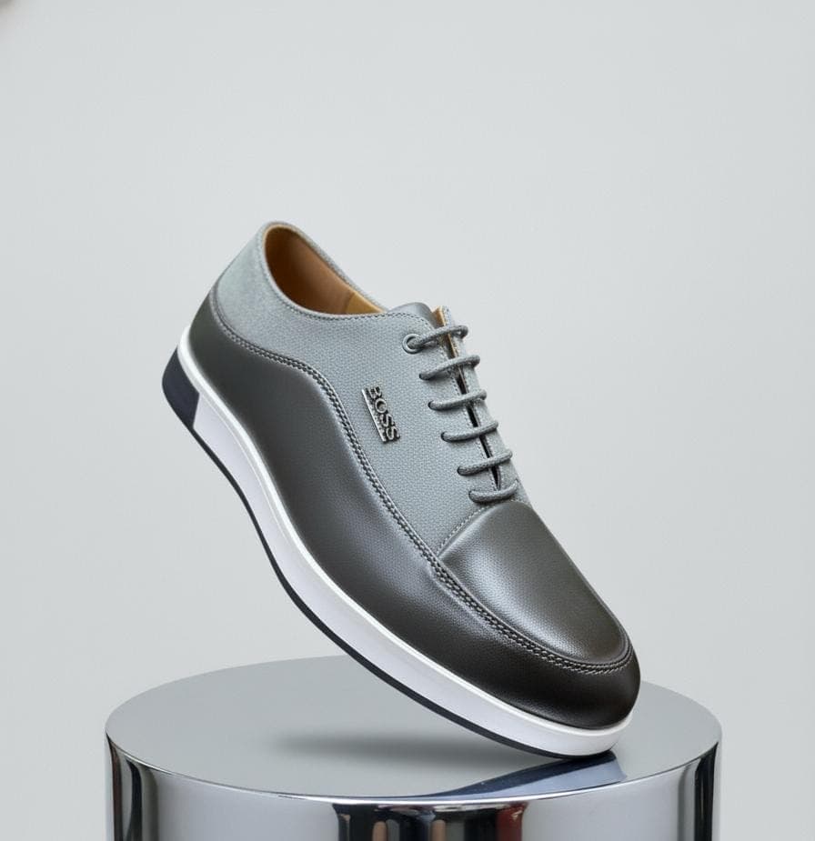 Steel Grey / White Sole sneaker shoe for men — Grey Laced Hugo Boss Sneaker