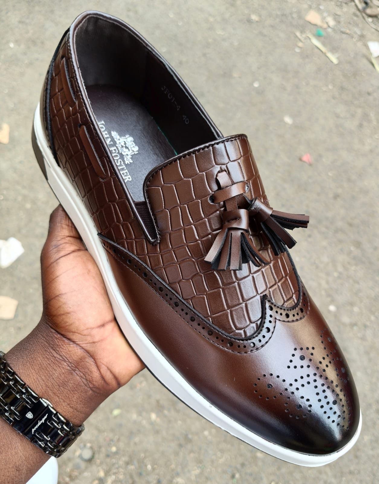 Tan loafer shoe for men — Tan Brogue Loafer